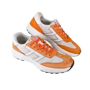 Le Tigre Baxter 1977 Sneakers Mens 9.5 M White Orange Mesh Suede Lace Up Low Top